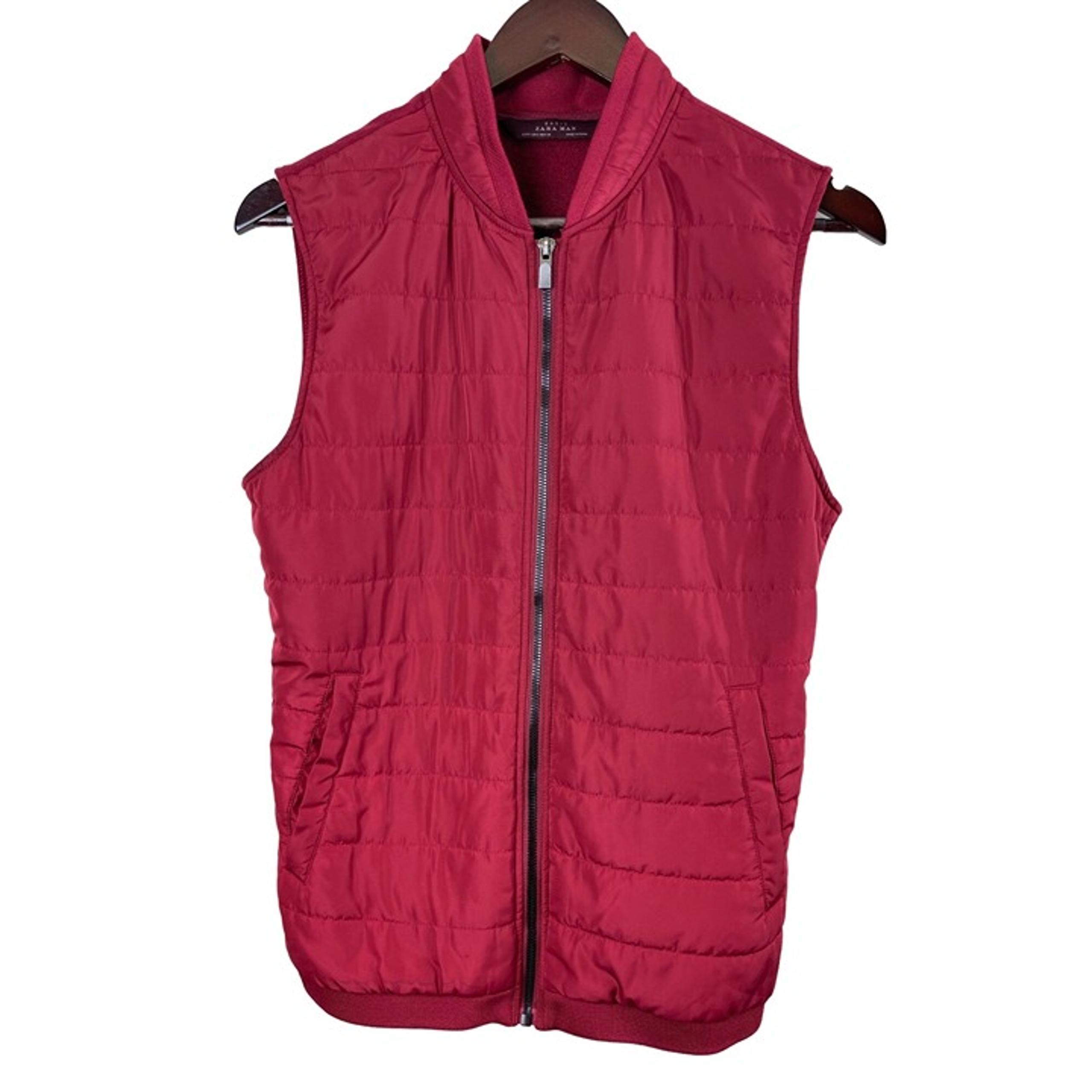 Zara Man Basic Full Zip Vest Nylon Front Fleece Back Men's Size Small