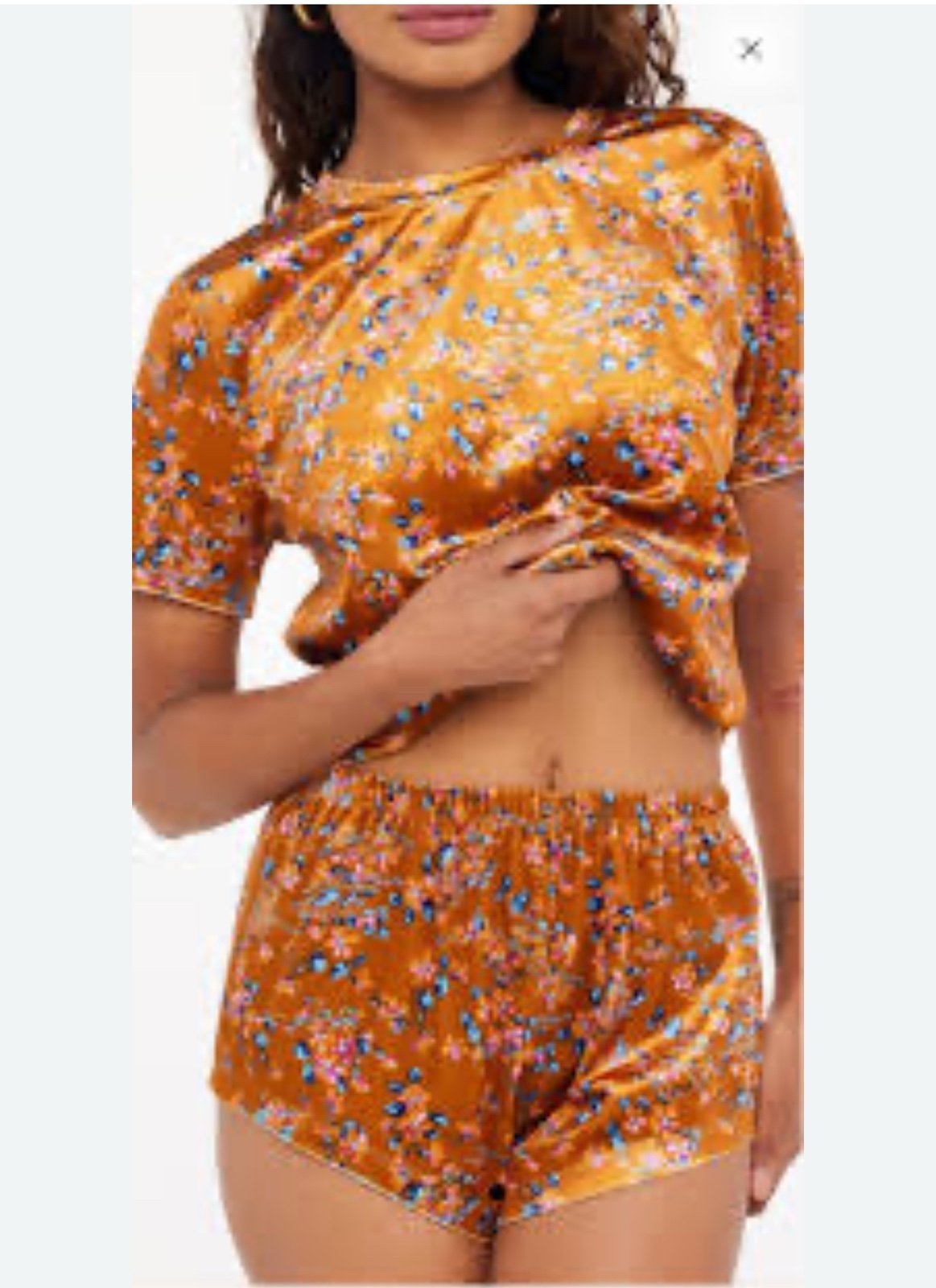 Savage x Fenty Orange Floral Psychedelic Velvet Sleep Set Womens Size Large