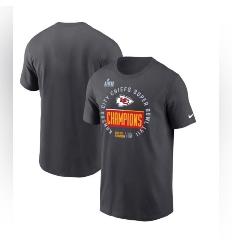 Men's KC Chiefs Nike Anthracite Super Bowl LVII Champions Trophy Collection Tee