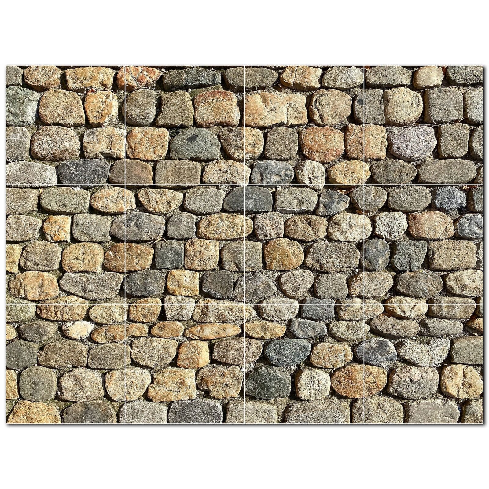 Rocks Ceramic Tile Wall Mural PT500918. 48 W x 36 H (12) 12x12 tiles
