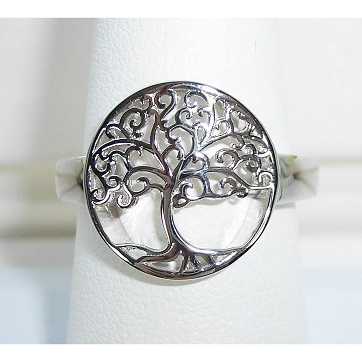 Size 8, 925 STERLING SILVER Tree Of Life Ring