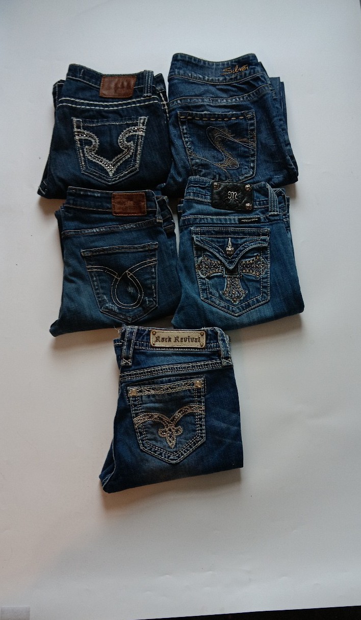 Women's Jeans, Size 29x30, Miss Me Big Star Rock Revival, SE Keyword Optimized