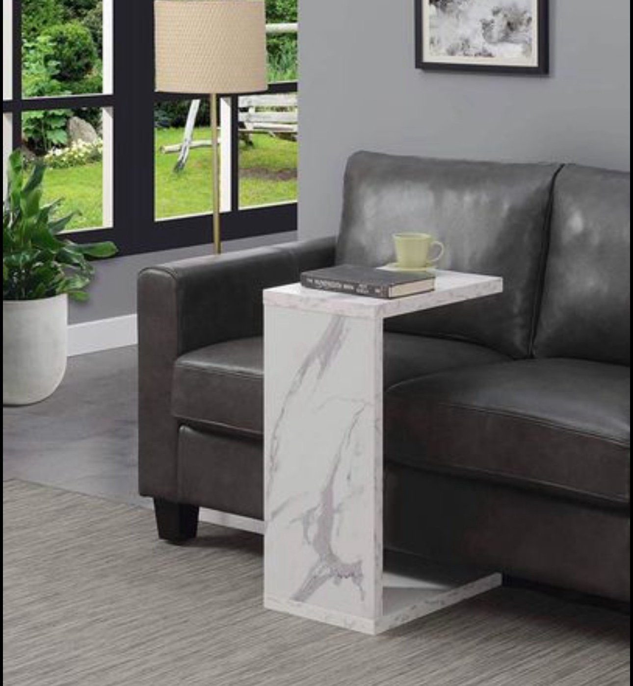 Convenience Concepts Northfield Admiral C End Table, Faux White Marble