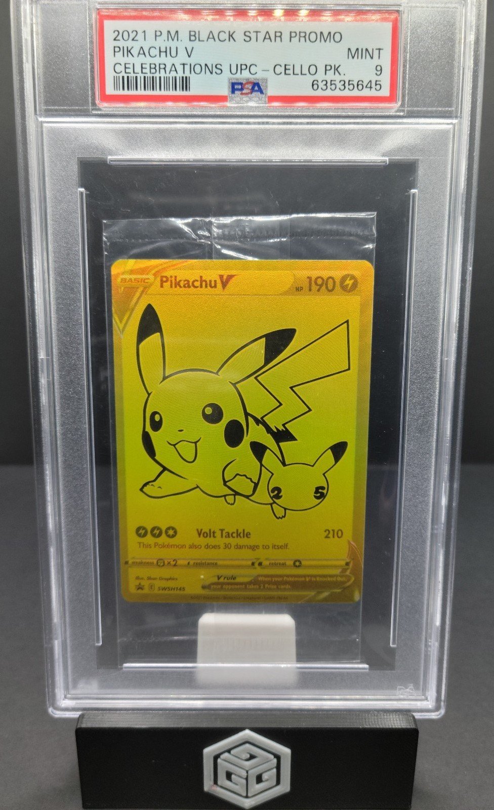 PSA 9 2021 PIKACHU BLACK STAR PROMO #SWSH145 CELLO PACK CELEBRATIONS UPC POP 3