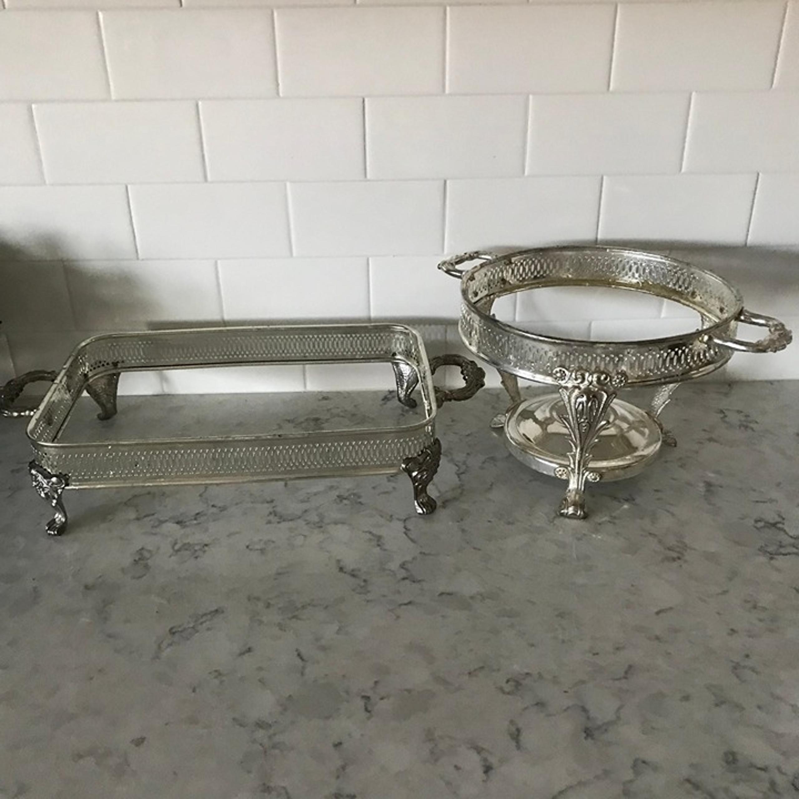 19th Century Gorham SilverPlate Platter Casserole and Bowl Serving Stands. Set o