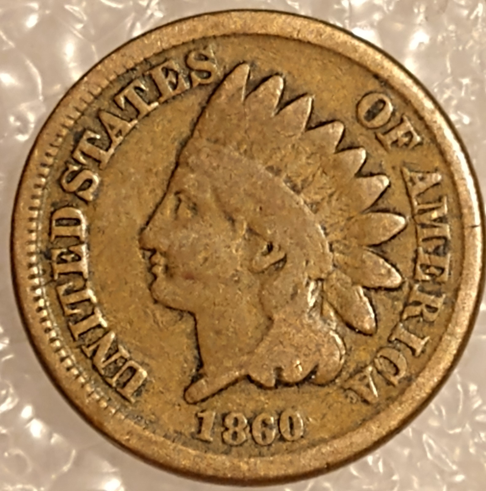 1860 Indian Head Penny Natural Brown variety Copper genuine USA Tough date Nice