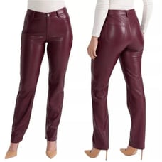 Joie Faux Leather Pants Size 10 Burgundy Straight Fit High Waisted NWT