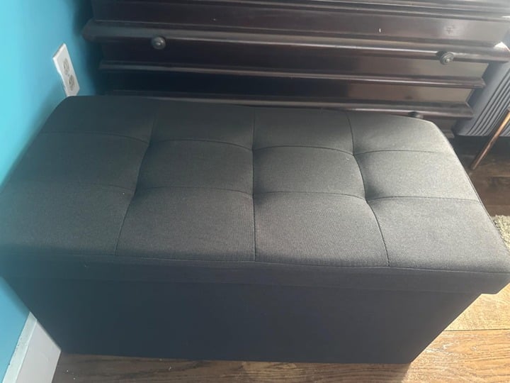 30 Inches Folding Storage Ottoman Bench, Storage Chest, Dark Grey