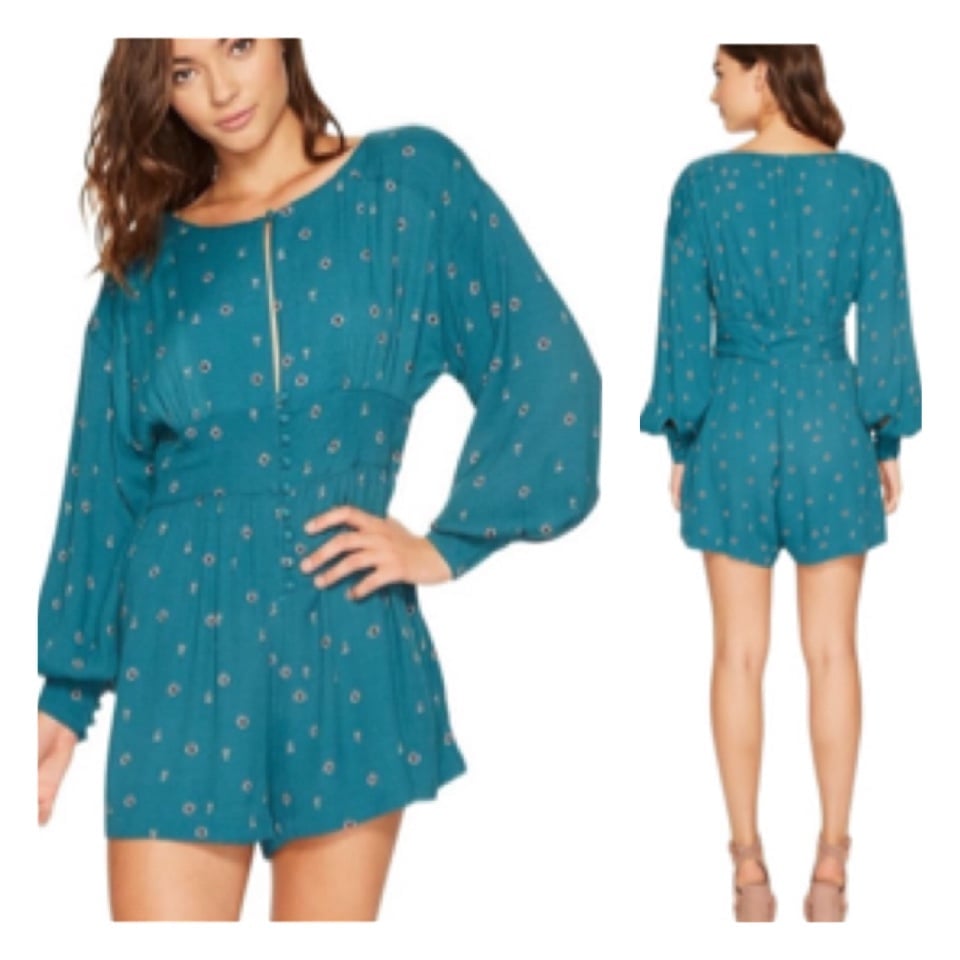 Free People LOVE GROWS PRINTED ROMPER SMALL NEW