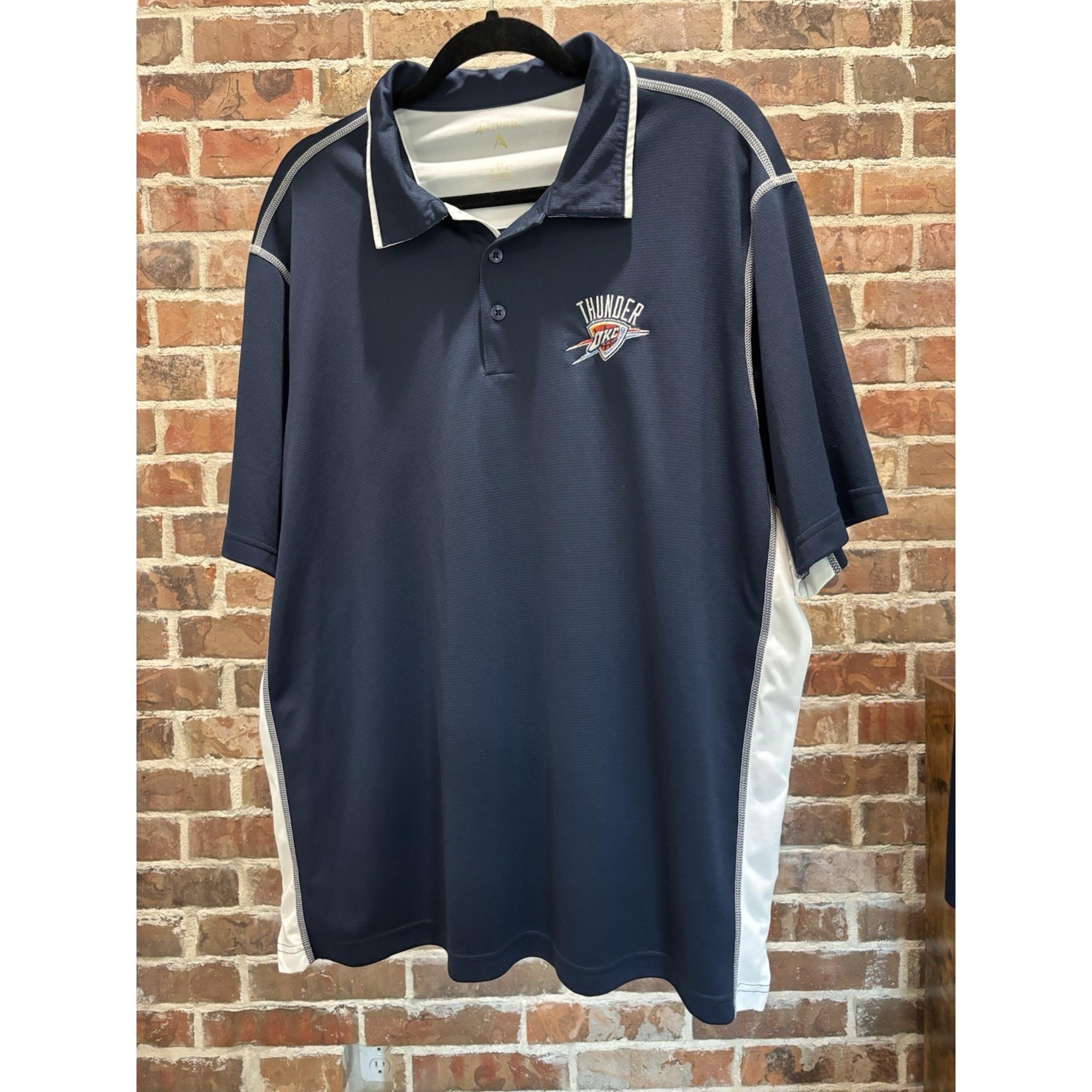 NBA Oklahoma City Thunder Polo Shirt, Men's XL, Navy with OKC Embroidered - Antigua