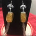 Acrylic 24k Gold Foil Encrusted Pierced Dangling Chain Earrings