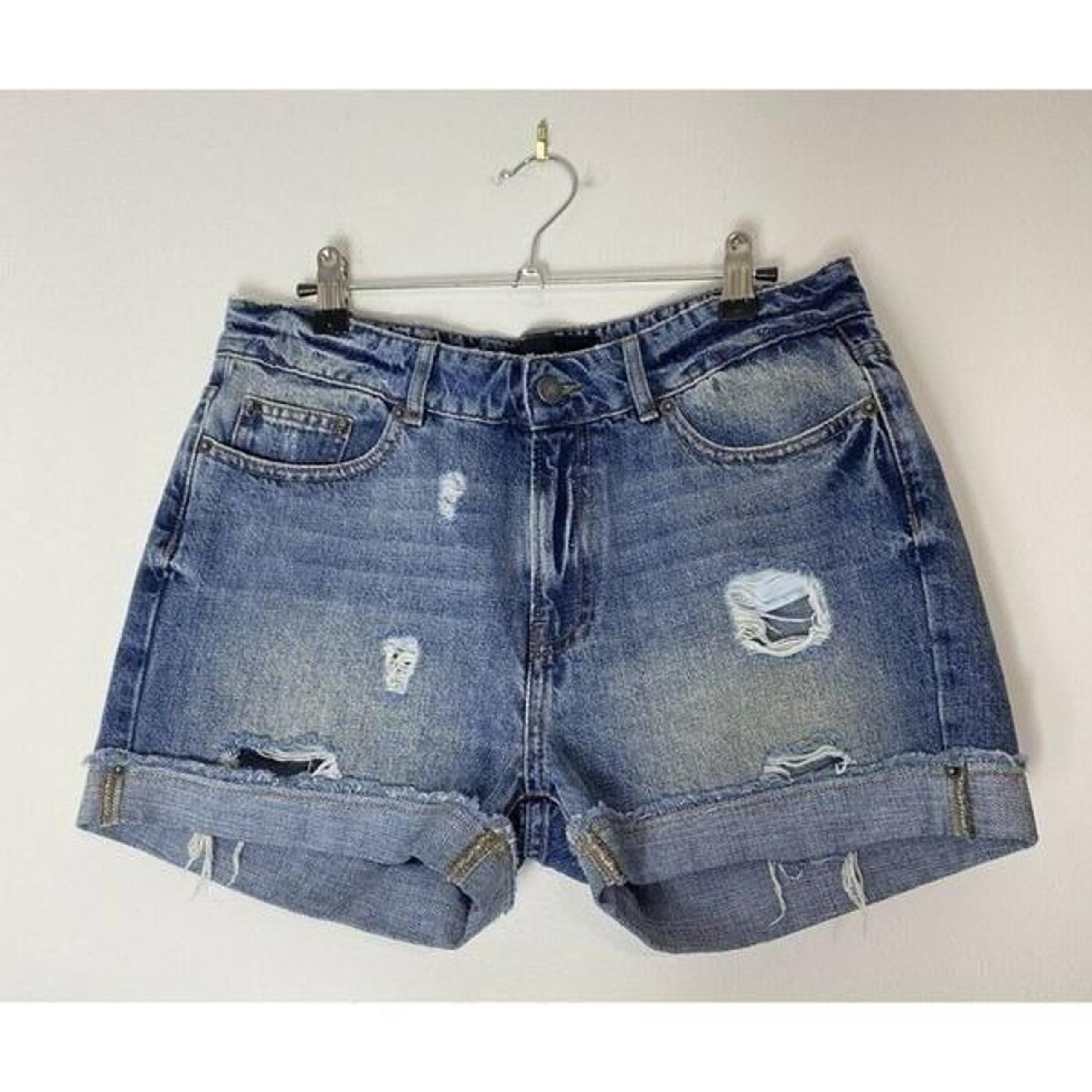 The Kooples Women’s Denim Shorts Sz XS Blue Distressed Cuffed Jeans