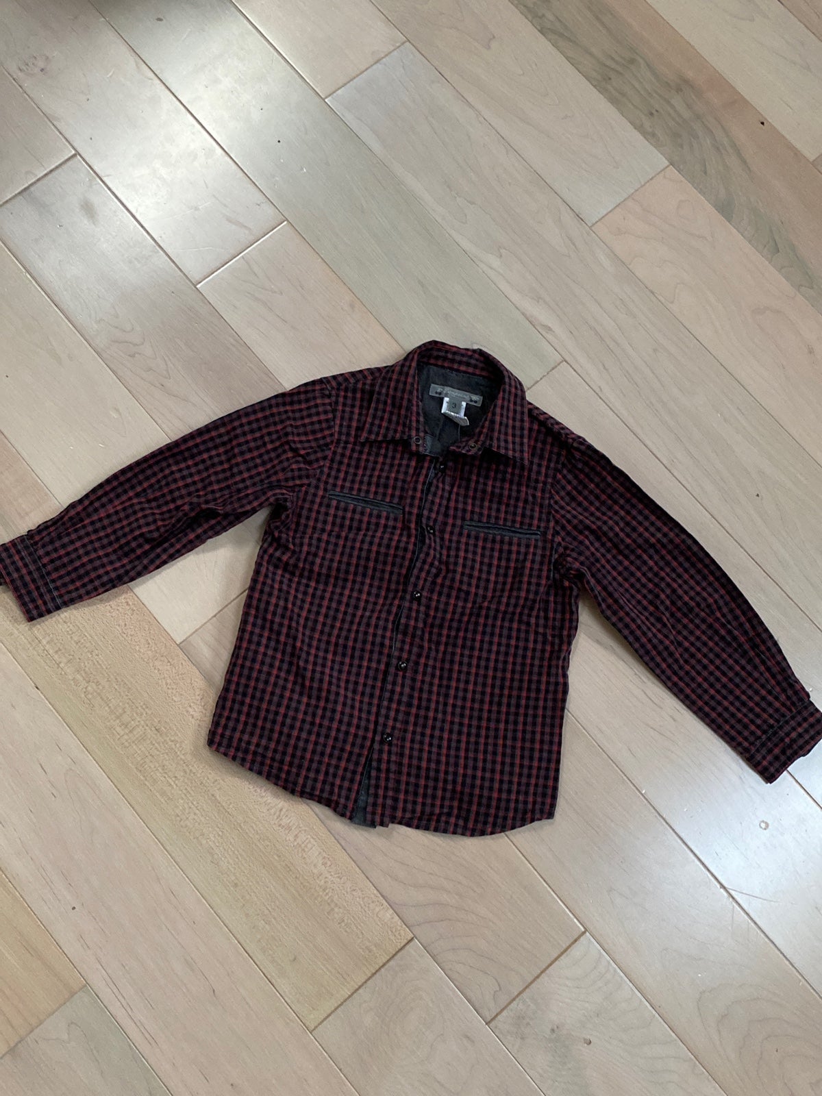 Bonpoint boys plaid snap closure dress cotton shirt