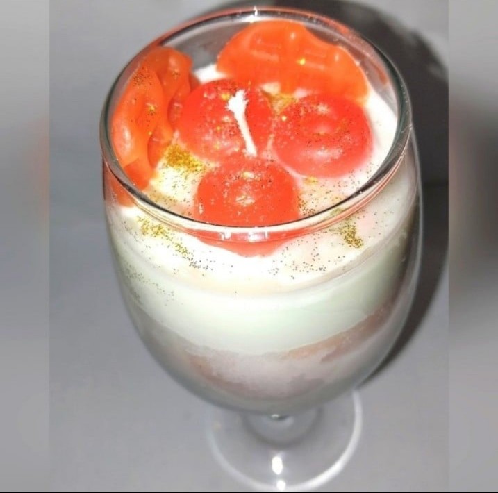 Hand crafted soy limited edition Hawaiian Sunrise ice cream dessert candle