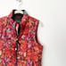 Eddie Bauer Size Small Pink Orange Floral Print Goose Down Filled Puffer Vest