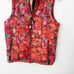 Eddie Bauer Size Small Pink Orange Floral Print Goose Down Filled Puffer Vest