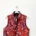 Eddie Bauer Size Small Pink Orange Floral Print Goose Down Filled Puffer Vest