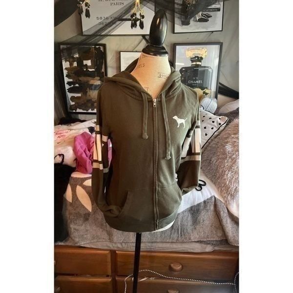 VS Pink Stretch Fleece Full-Zip Hoodie hooded jacket sweatshirt