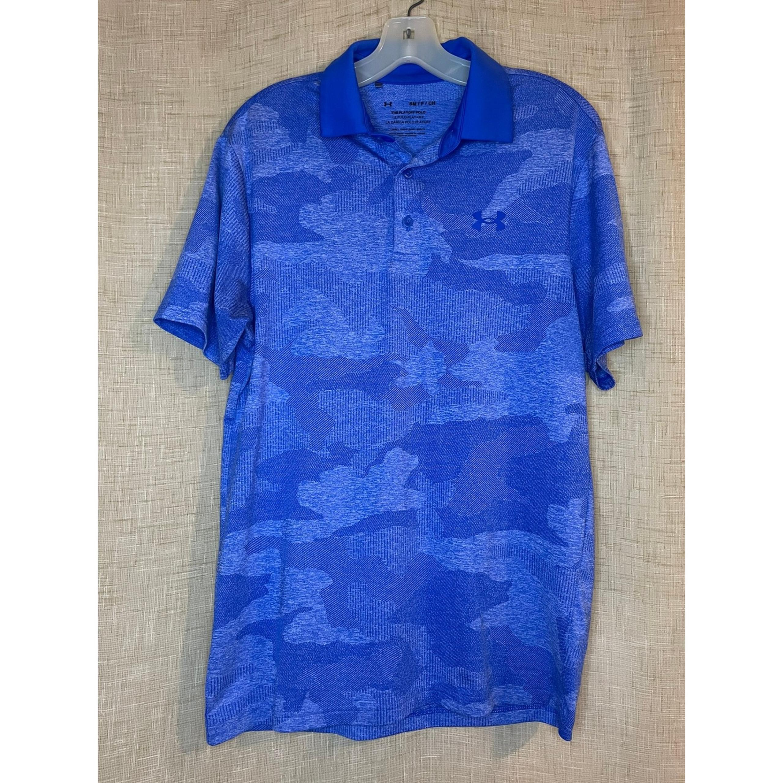 Under Armour The Playoff Polo Shirt Camo Print Golf Athletic Blue Mens SM