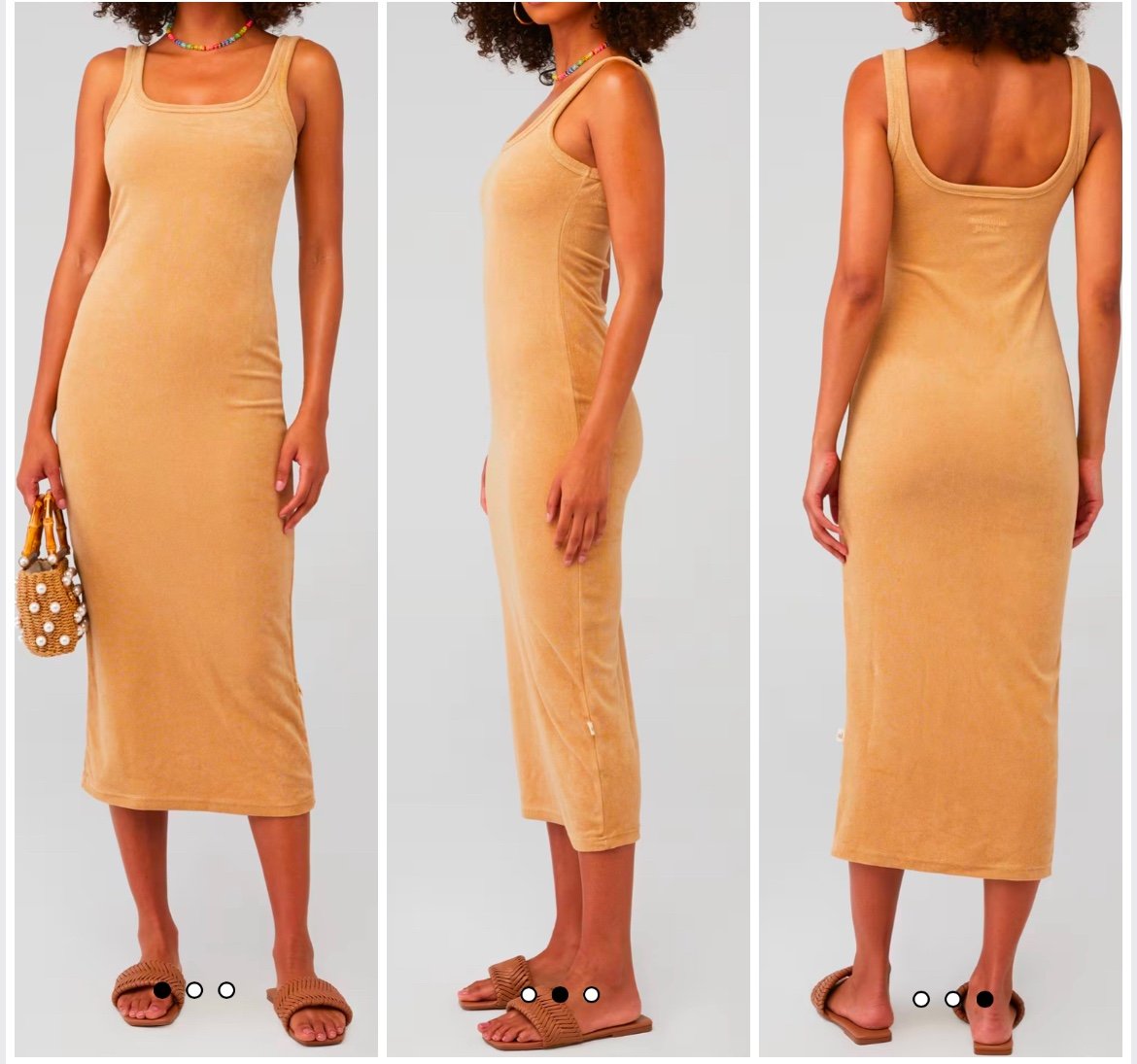 Araminta James Terry Vacay Midi Dress in Tan size M