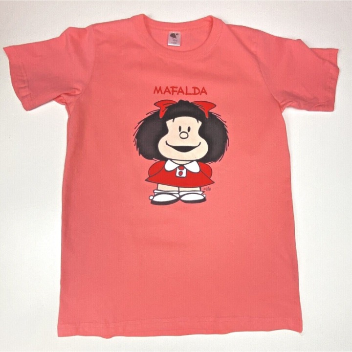 Mafalda Comic Rare Pink Junior’s Tee Shirt in Quino Original Tag w/Signature 14