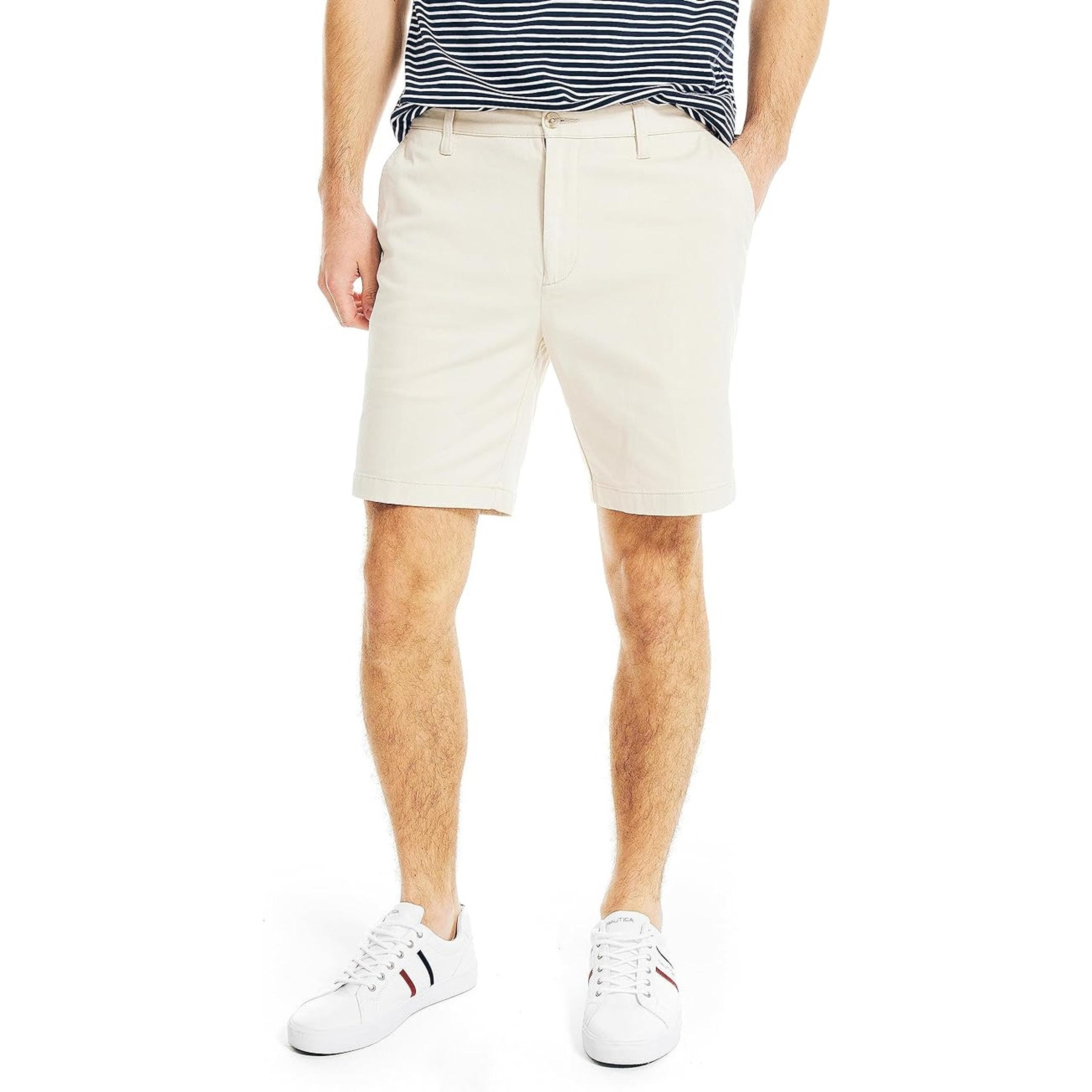 NWT *NAUTICA* Men's Chino Light Khaki Zip Fly 8.5" Classic Fit Deck Shorts 34