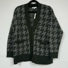 Madewell Green Herringbone Wool Alpaca Cardigan Sweater Womens S Double Breasted