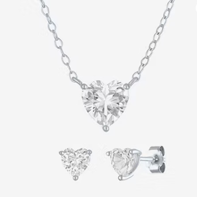 Yes, Please! Lab Created White Sapphire Sterling Jewelry Set Brand New in Box
