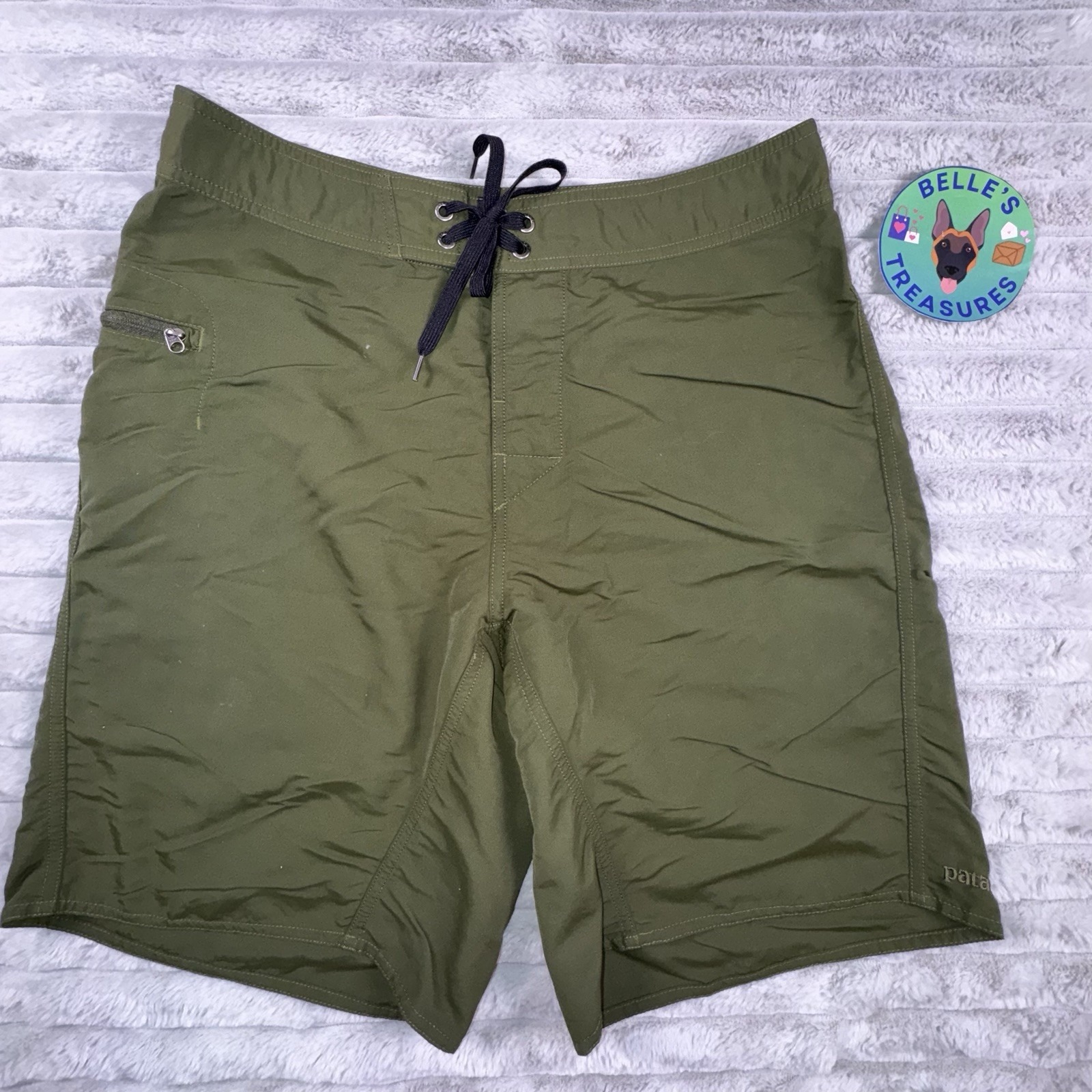 Patagonia Swim Trunks Men's 31 Wavefarer II Board Shorts Hunter Green Pockets