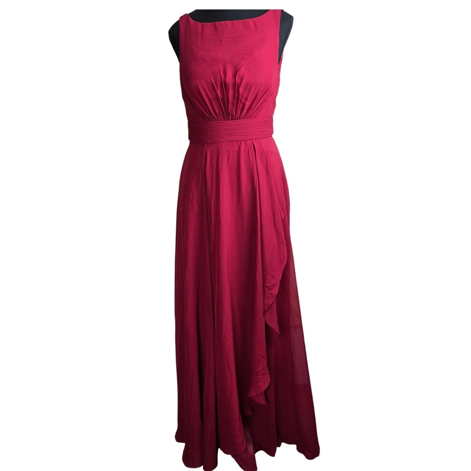 AW Bridal Womens Dress Size 4 Wedding Bridesmaid Formal Burgundy Halter A-line