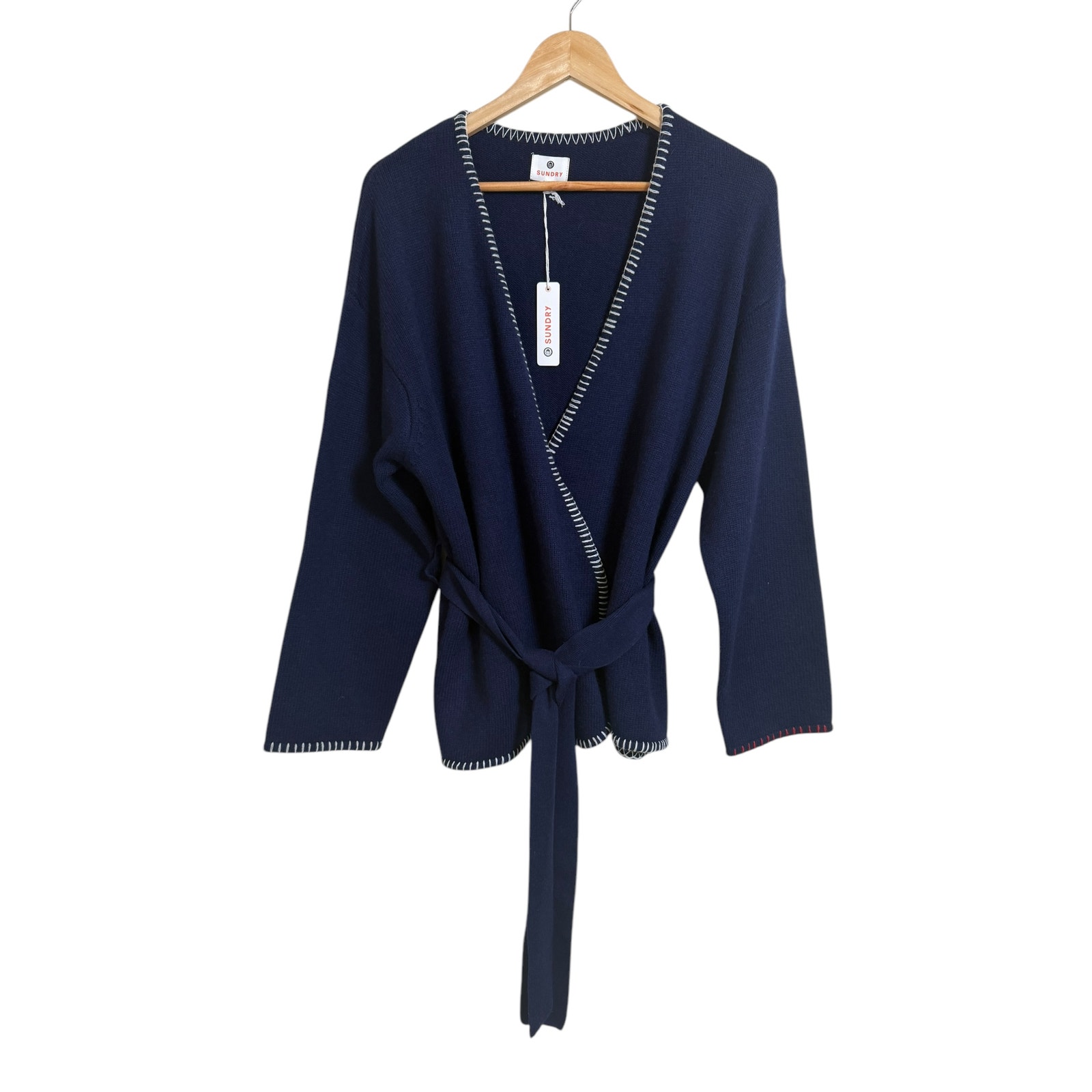 NWT Sundry Women’s Wool Cashmere Blend Navy Wrap Knit Cardigan Size 1 (Small)