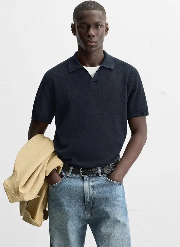 NEW Zara TEXTURED KNIT POLO