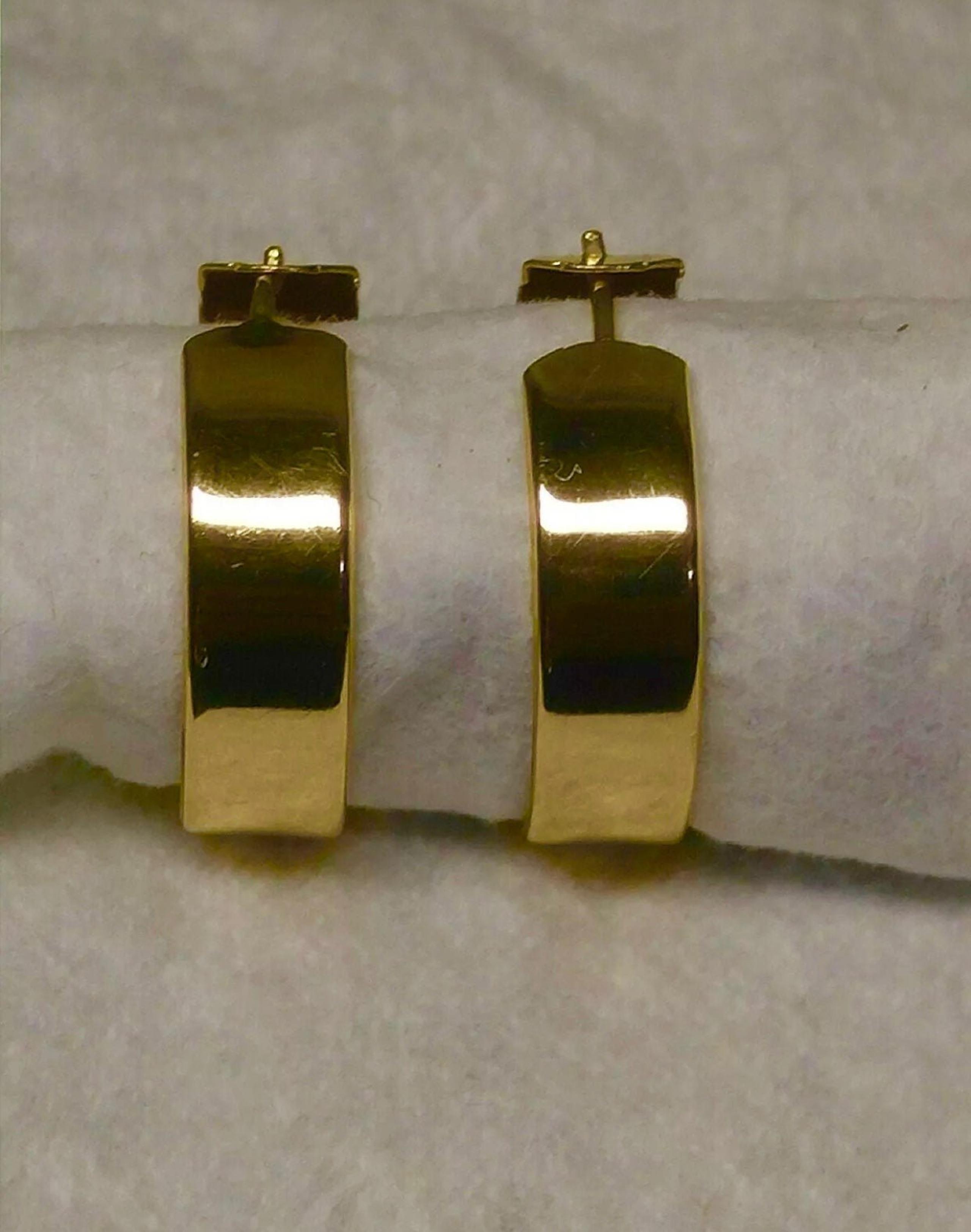 Vintage Solid 18K Hinged Hoop Earrings