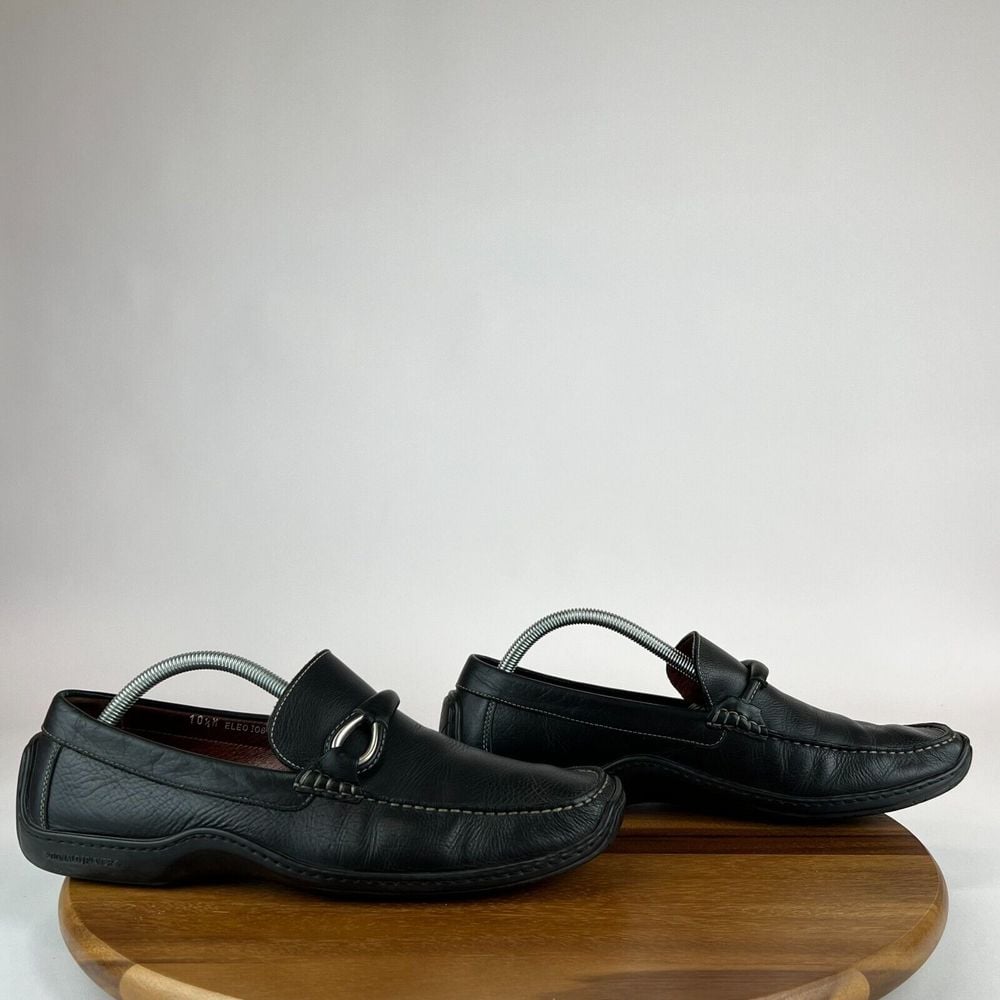 Mens Donald Pliner Black Leather Horsebit Driving Shoes Loafers Size 10.5 M GUC
