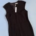 NWT Trina Turk Black Crepe Gold Metallic Fringe Shift Dress