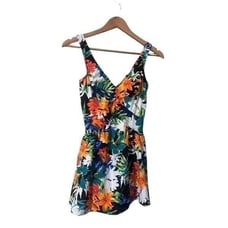Maxine of Hollywood Women’s Size 12 Vintage Swim Dress Multicolor Floral V Neck