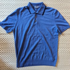 Rambler's Way 100% Rambouillet Wool Polo Blue Men's Size Large Made in USA