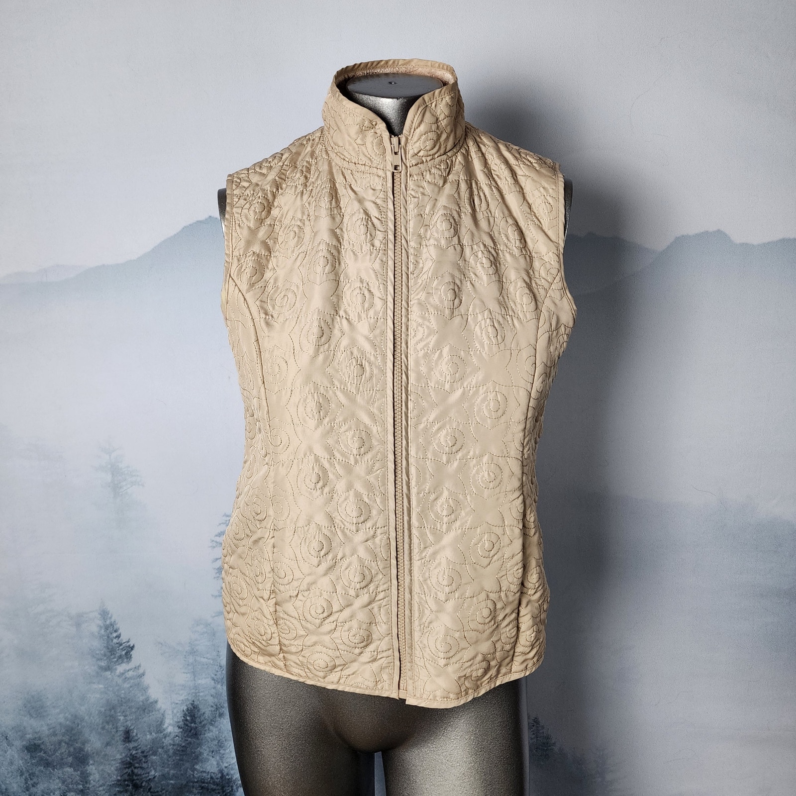 Orvis Floral / Swirl Stitched Fleece Lined Vest | Women's Small