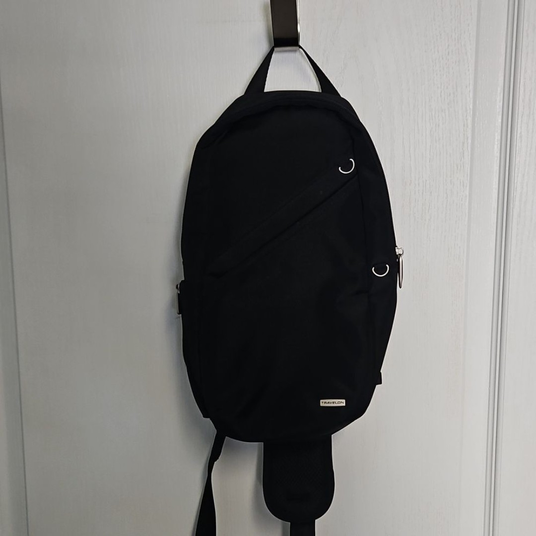TRAVELON Black Canvas Sling Backpack Bag - Secure RFID Travel Bag