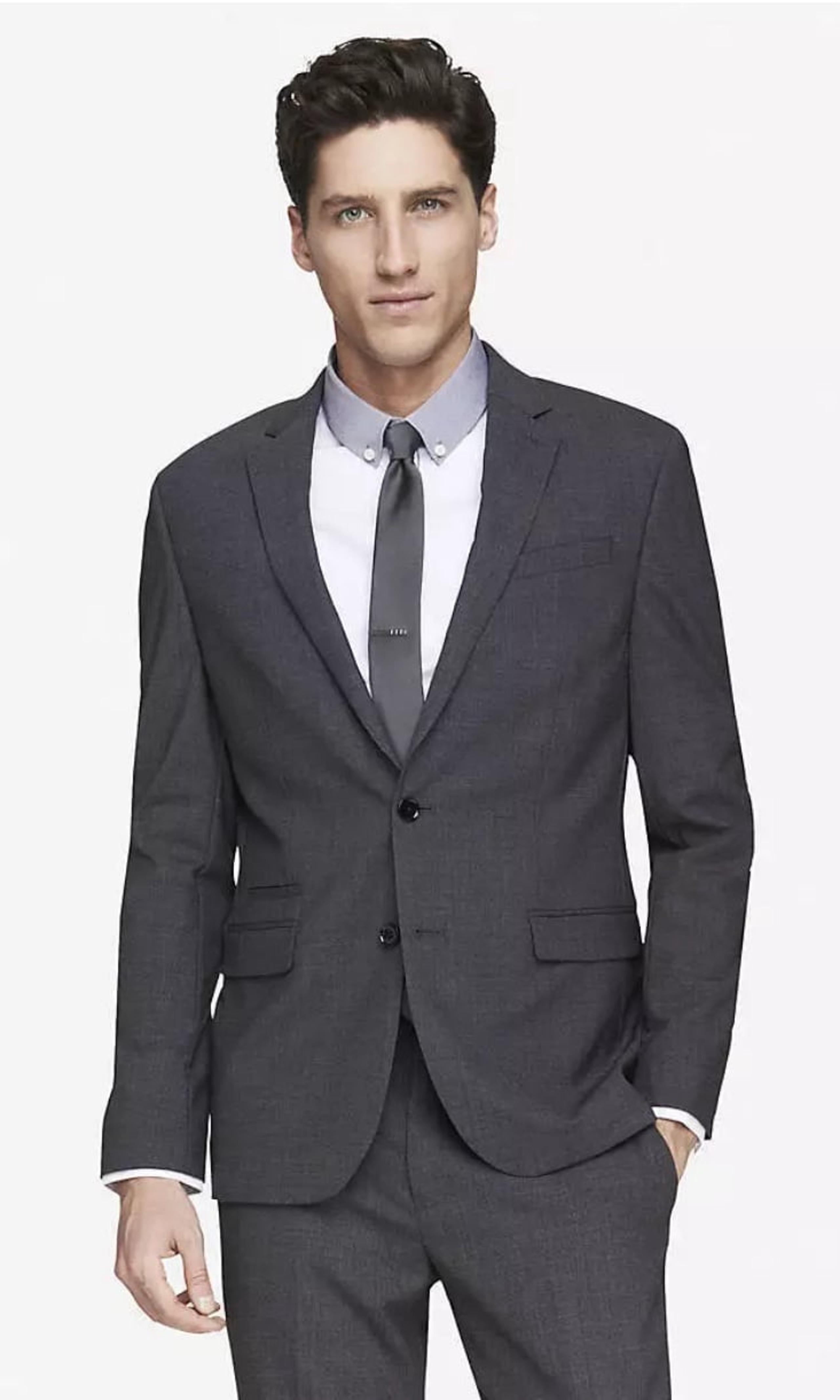 Express Photographer Mens 40R Black Fitted 2-Button Blazer Jacket Wool