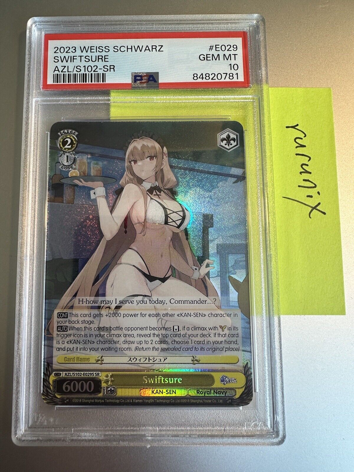 PSA 10 Swiftsure Weiss Schwarz English Azur Lane S102-E029 Ship Now SR BMWT