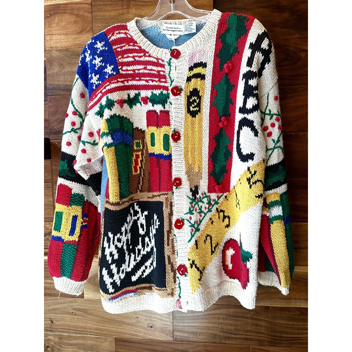 Vintage Abstract Sweater with Bold Patterns