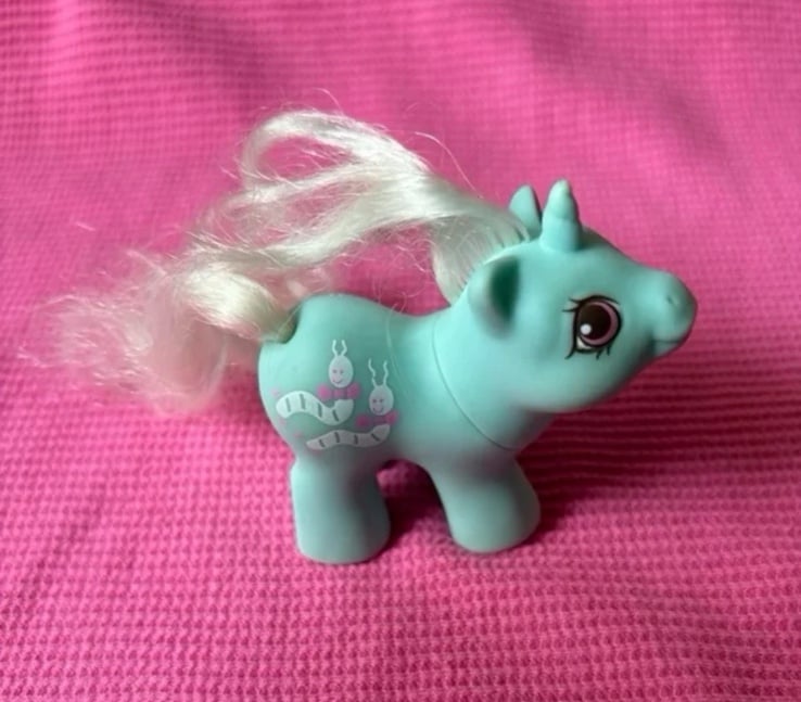 Vintage 1988 My Little Pony G1 Newborn baby WIGGLES ponies Aqua Unicorn MLP