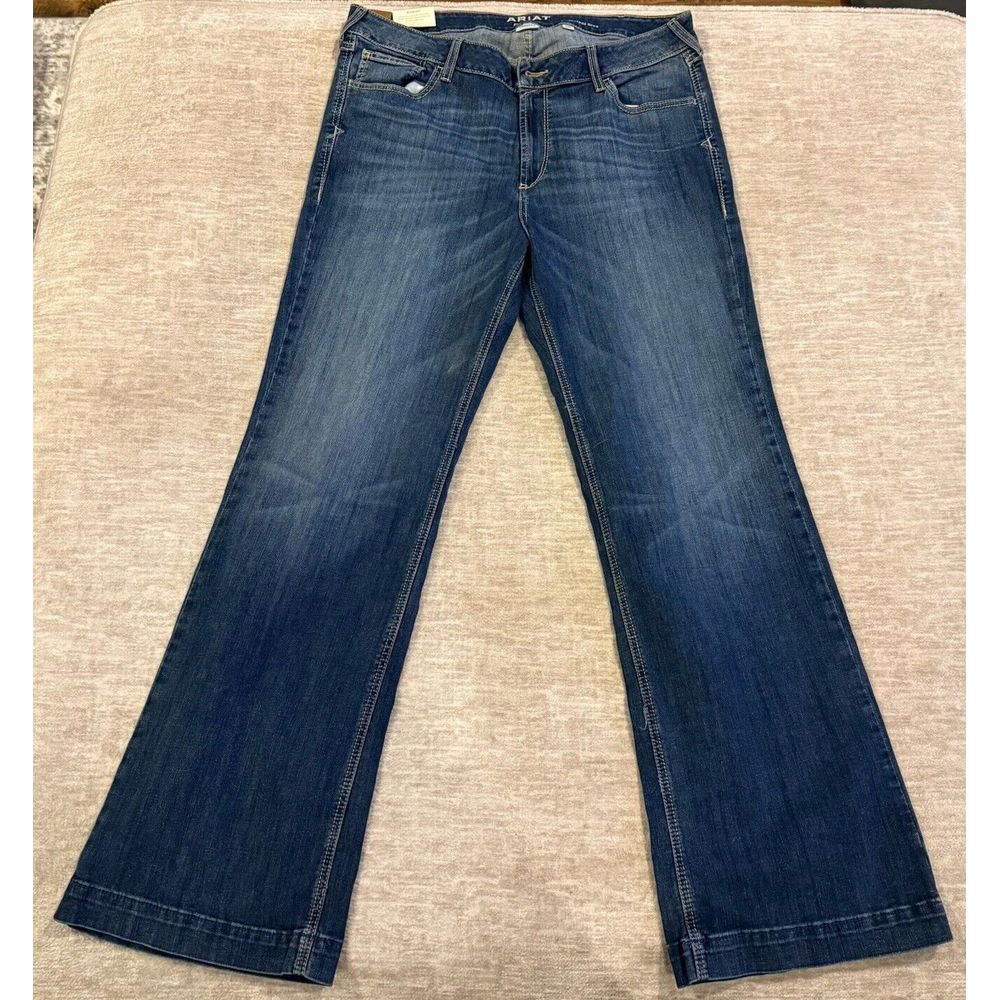 Ariat Women Denim Mid Rise Stretch Wide Leg Trouser Jeans Pacific 10028925, 20WL