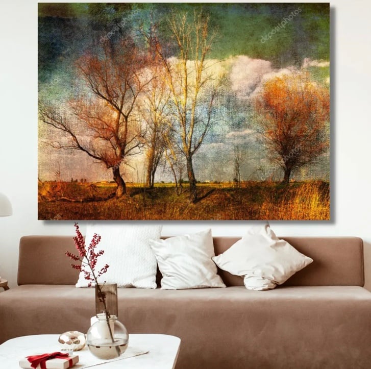 Wall Art Canvas Grunge Landscape Background Print Living Room Home Décor30”x 24