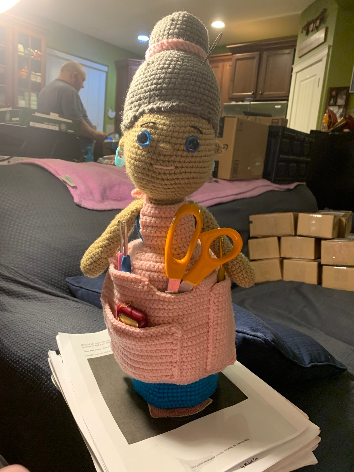 Crafting granny holds all your supplies