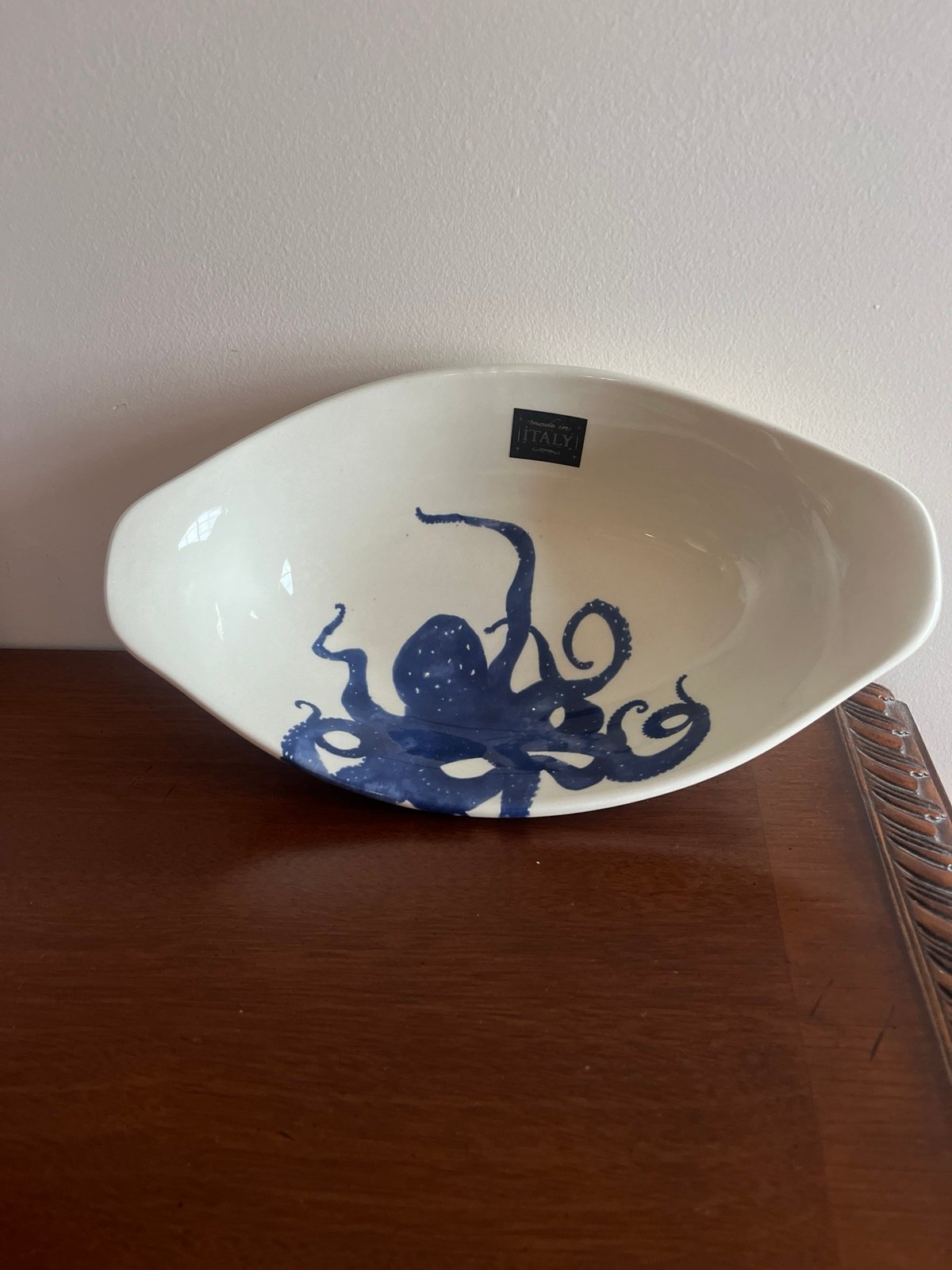 EFFETTI Oblong Italy Octopus Pasta/Vegetables/Sides Serving Bowl-NWT