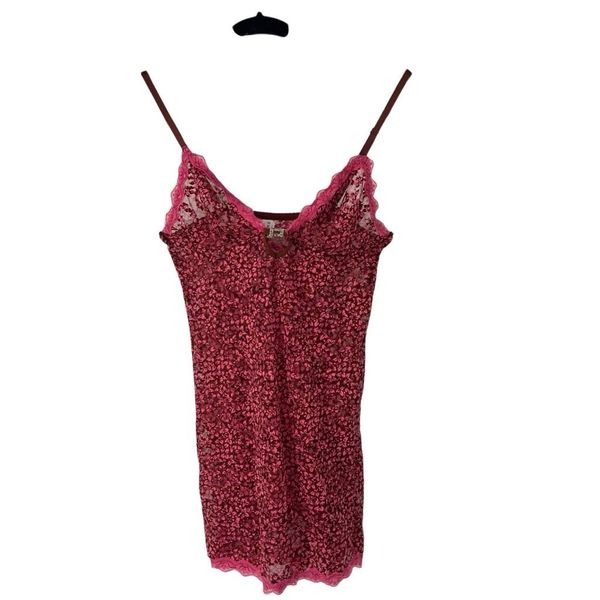 Vintage Pink Brown Cami Top Floral Lace Trim Adjustable Straps
