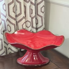 Southern Living at Home Red Cinnabar Footed Server / Pedestal Fruit Bowl