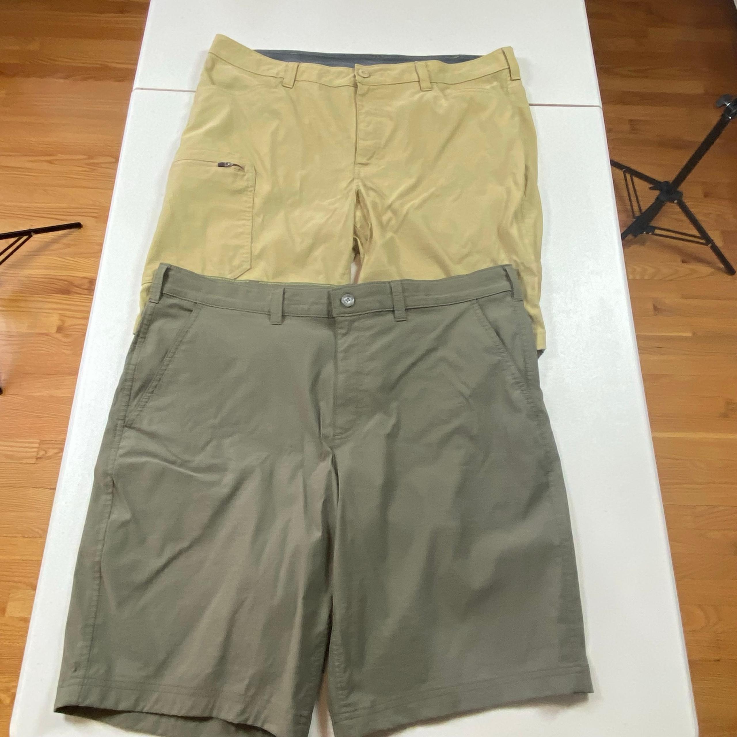 Lot of Two (2) Eddie Bauer Outdoor Hiking Shorts Mens Size 40 Tan/Green Gorpcore